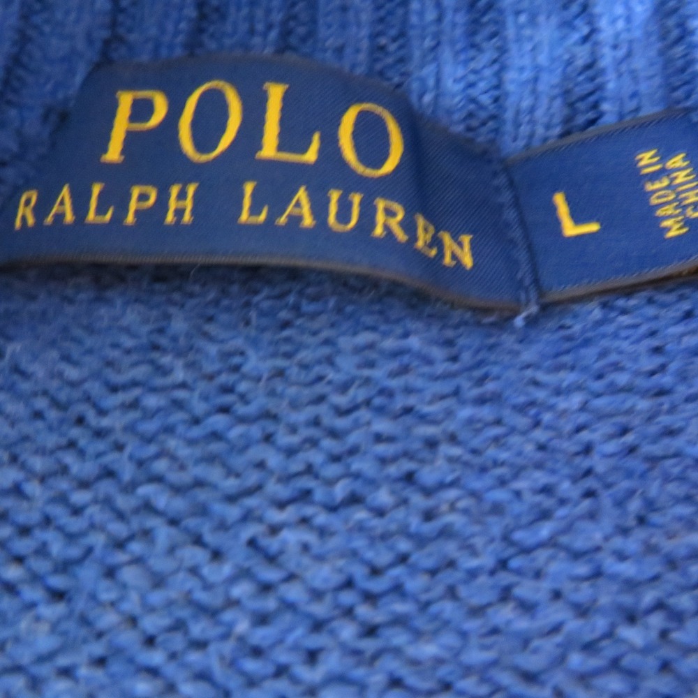 Polo Ralph Lauren Mens Blue Cotton Half Zip Sweater Size L - Picture 3 of 10